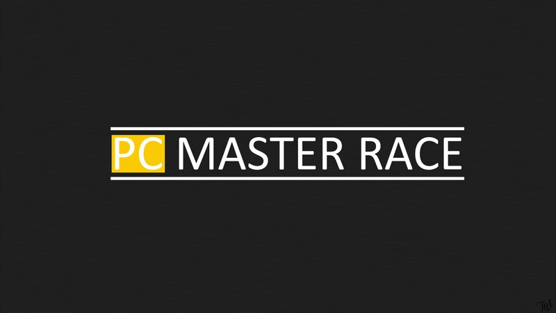 PC MASTER RACE Logo — Black, Minimalist, Vector Art, Text, Yellow Box
