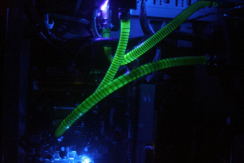 PC with glowing green tubes