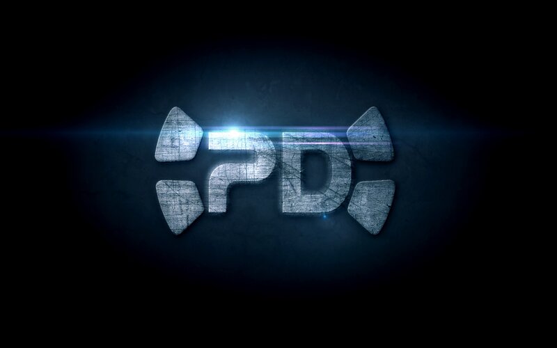 PD logo on dark background