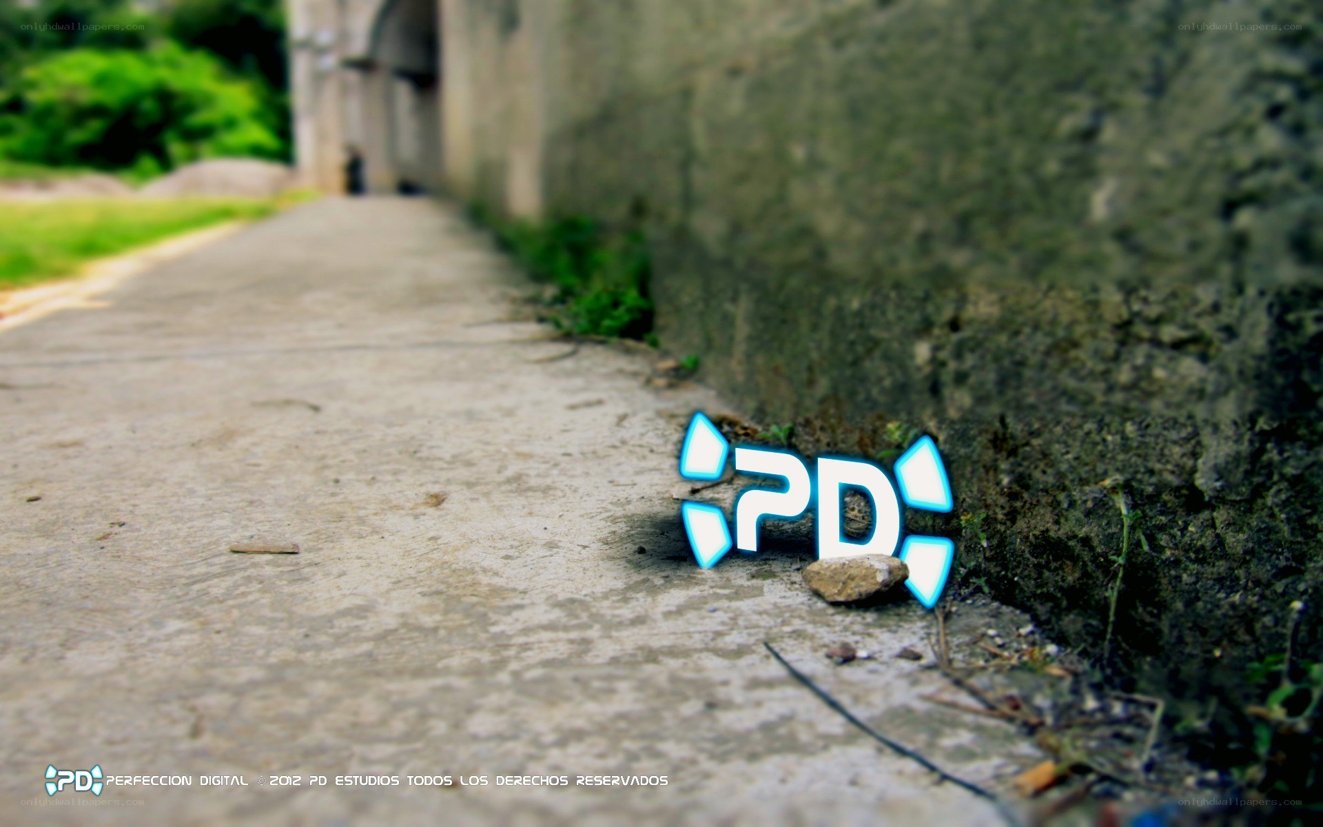 PD logo on sidewalk