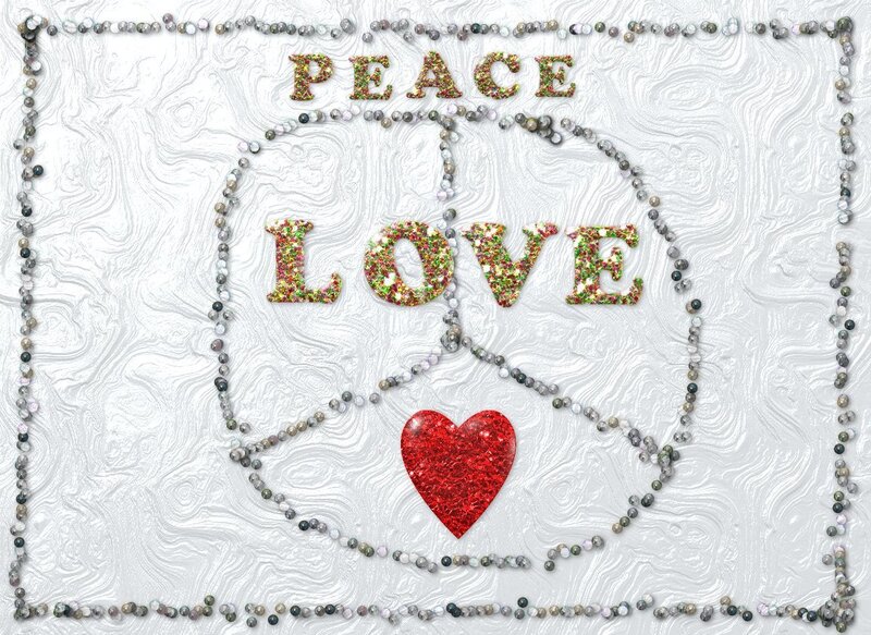 Peace and love message with heart