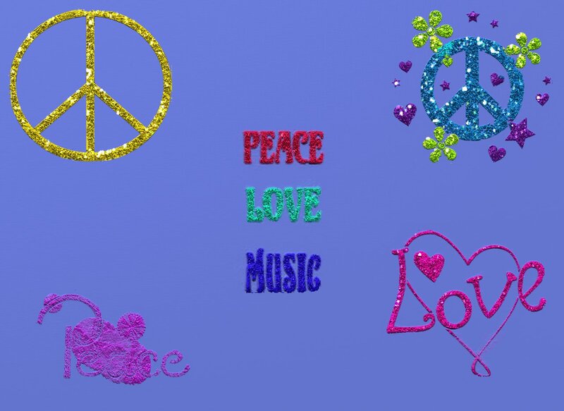 Peace and Love Symbols — Blue