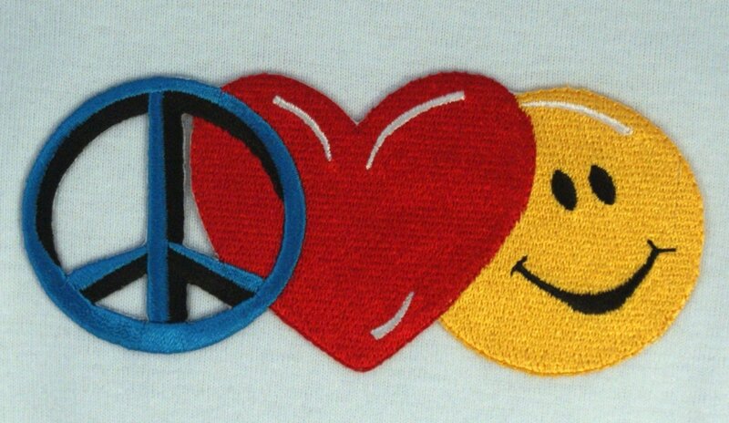peace love smile embroidery