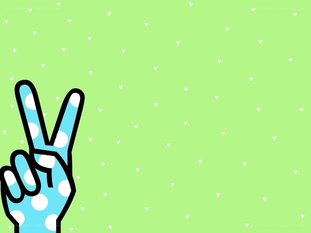 peace sign hand on green