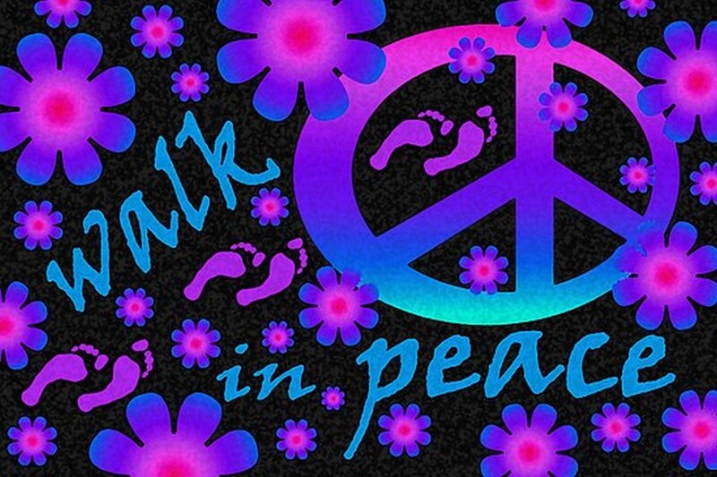 Peace Sign with Flowers — Purple