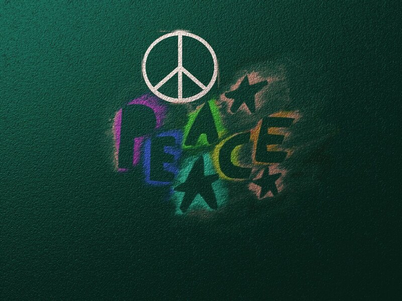 Peace symbol and word art