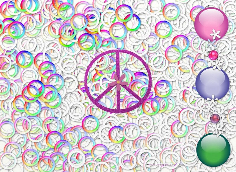 Peace Symbol Collage — White