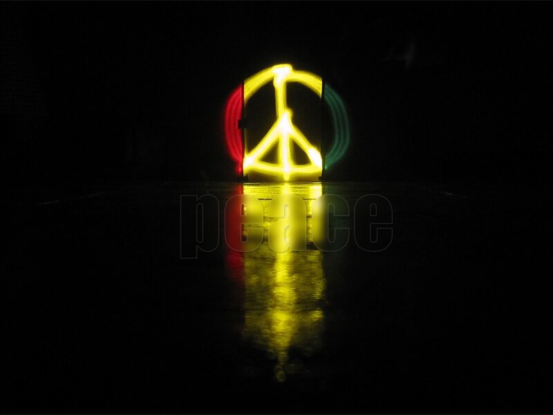 Peace symbol light art