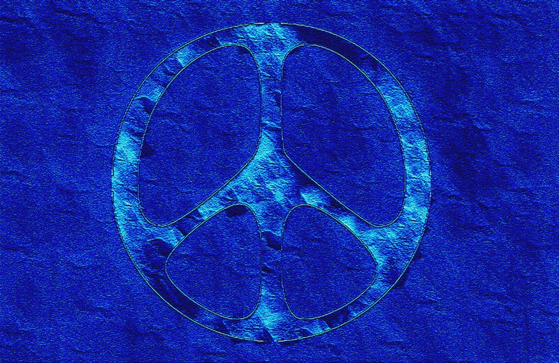 Peace Symbol on Blue Surface