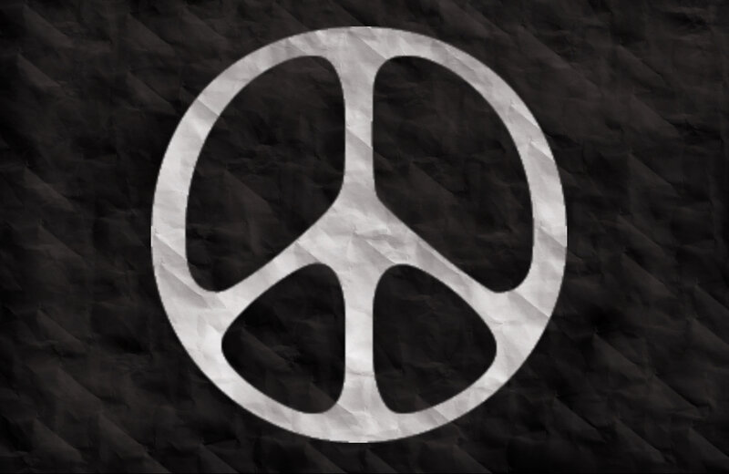 Peace Symbol on Crumpled Paper