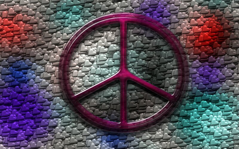 Peace Symbol on Heart Background