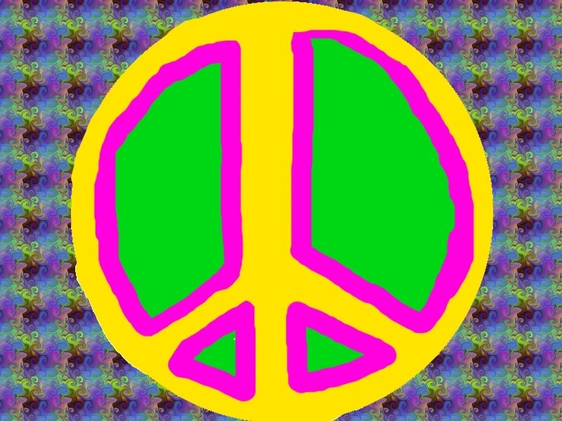Peace symbol on psychedelic background