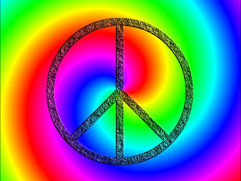 Peace Symbol on Rainbow Background
