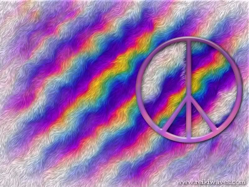 peace symbol on rainbow fur
