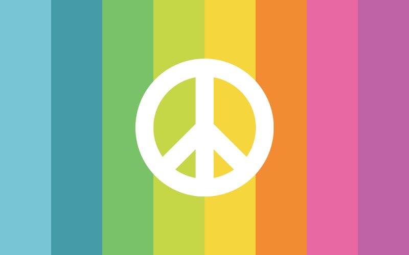Peace Symbol on Rainbow Stripes — Green