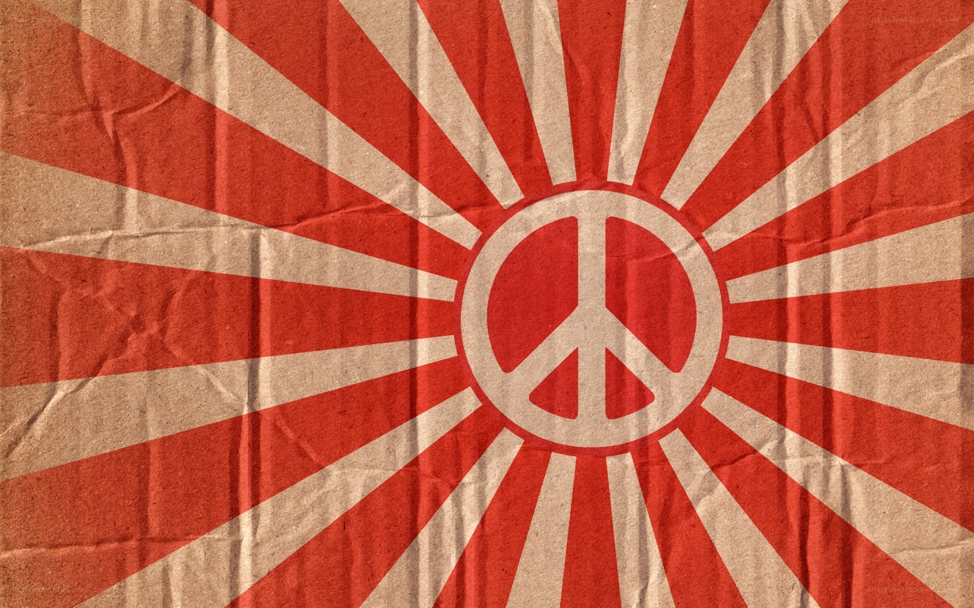 peace symbol on sunburst background