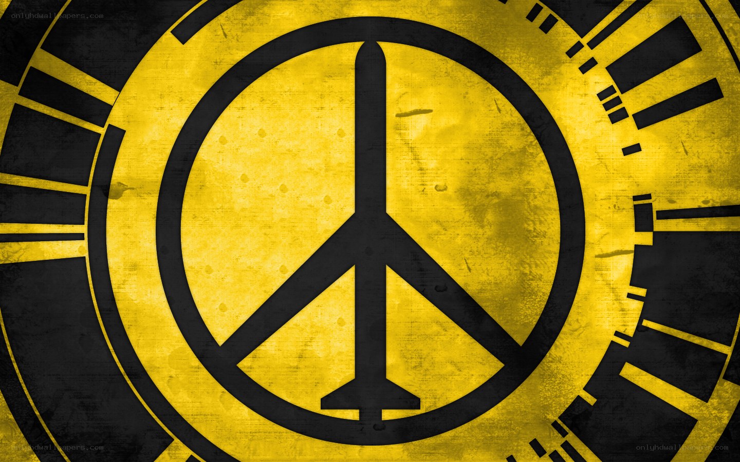 Peace symbol on yellow background