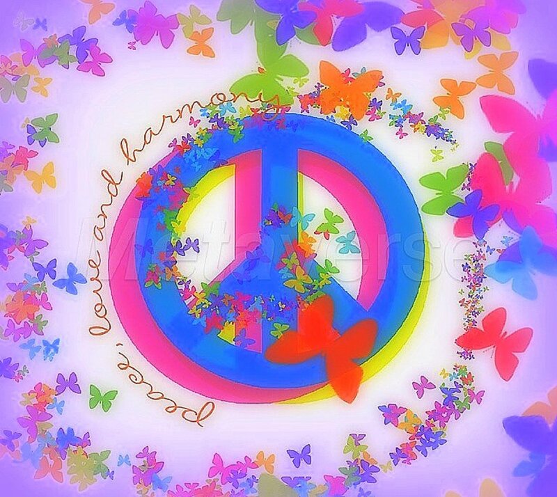 Peace Symbol with Butterflies