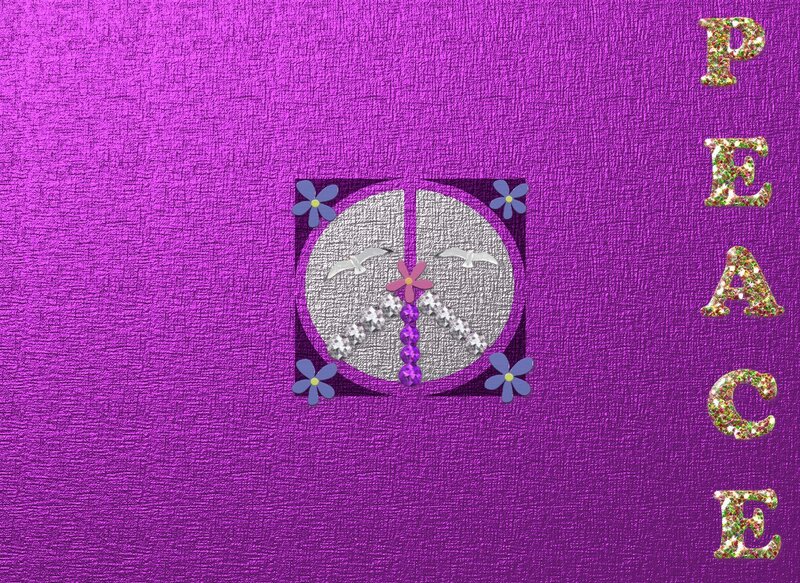 Peace Symbol with Flowers — Purple
