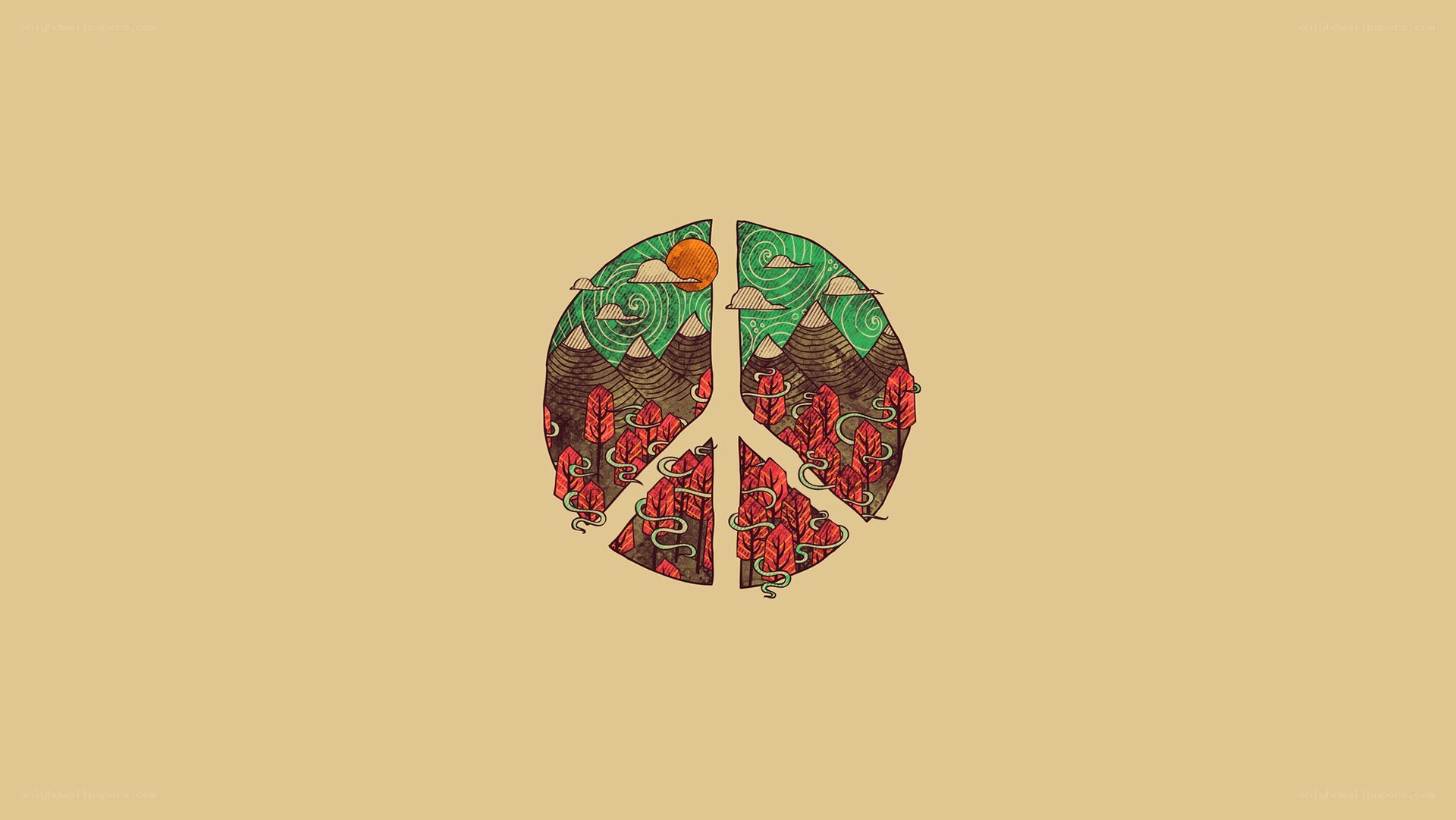peace symbol with nature design