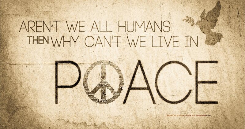 Peace Symbol with Text — Brown