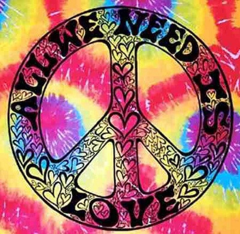 Peace Symbol with Text — Yellow