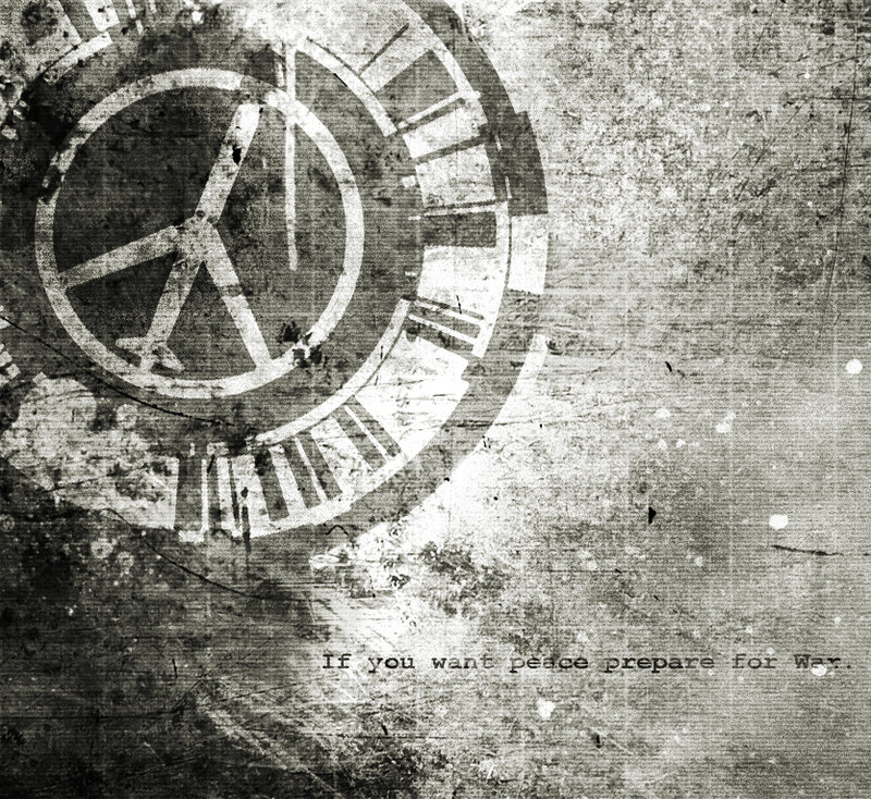Peace symbol with war quote