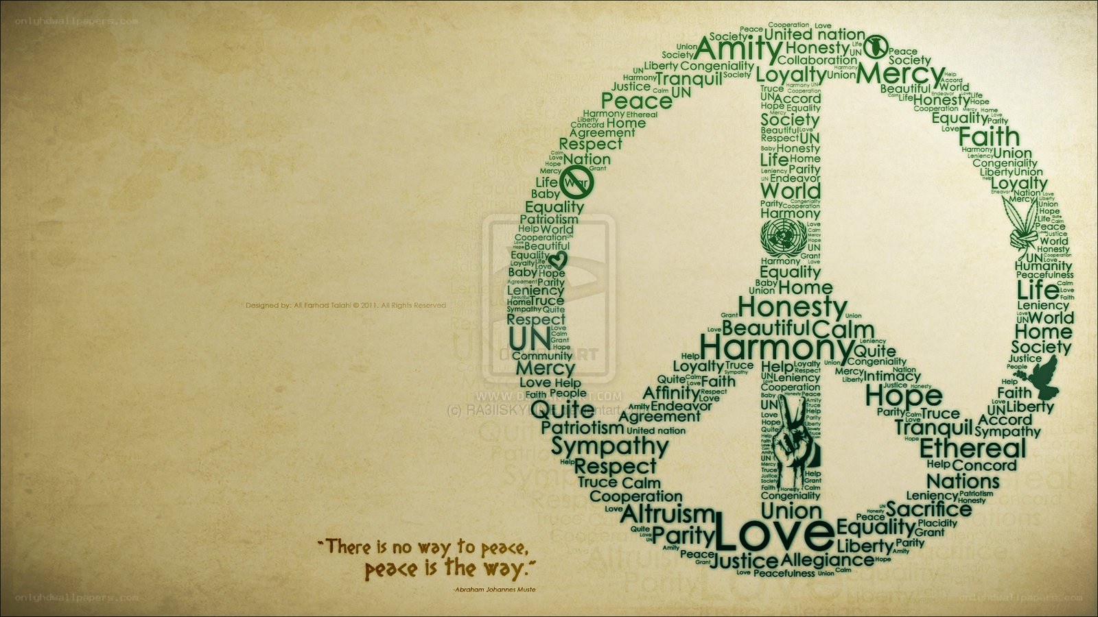 Peace symbol word art