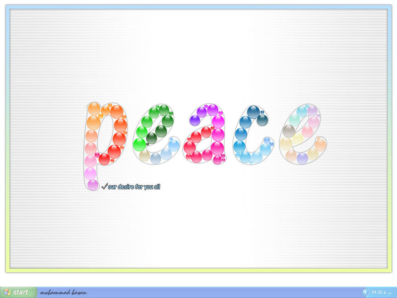 Peace word with colorful bubbles