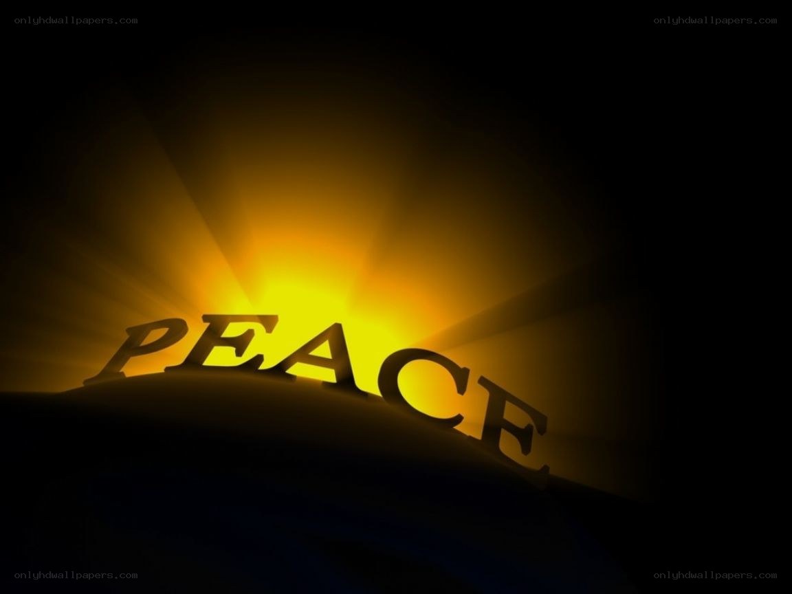 Peace word with golden light