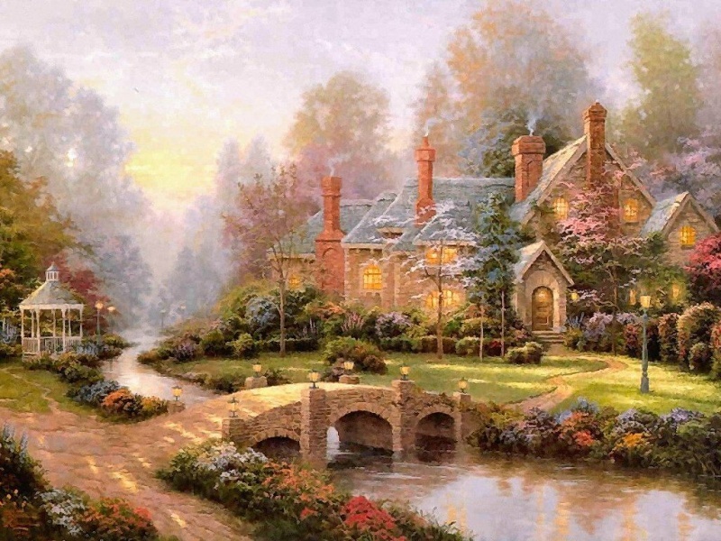 Peaceful cottage by a river