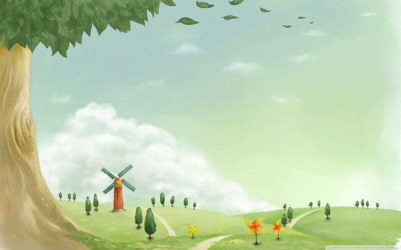 Peaceful countryside with windmill