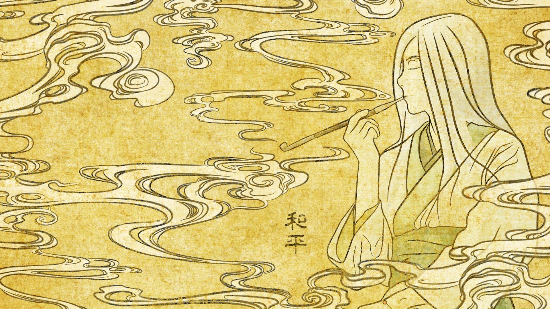 peaceful figure in clouds
