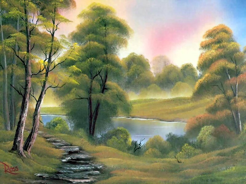 Peaceful forest river scene