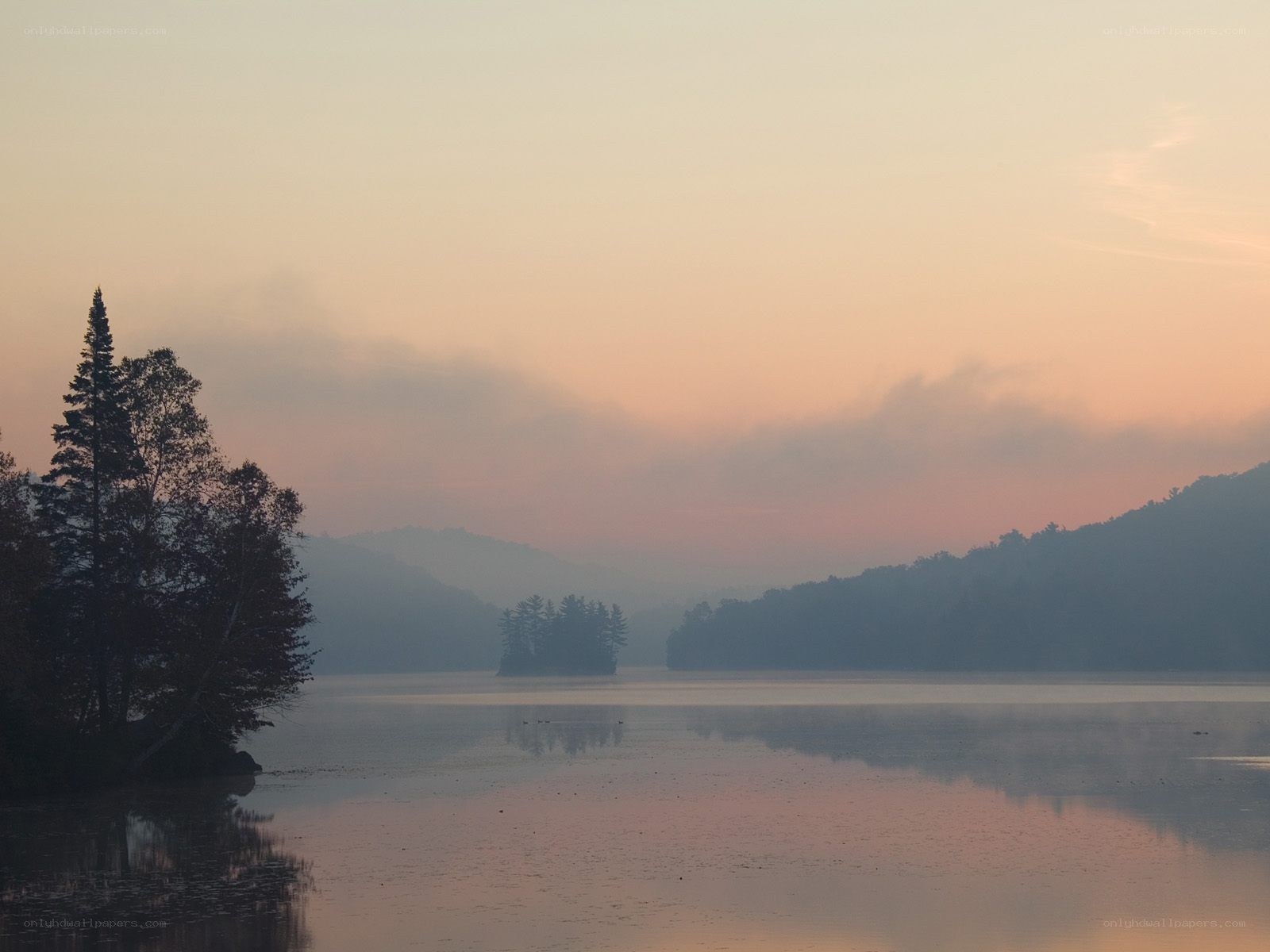 Peaceful lake at dawn