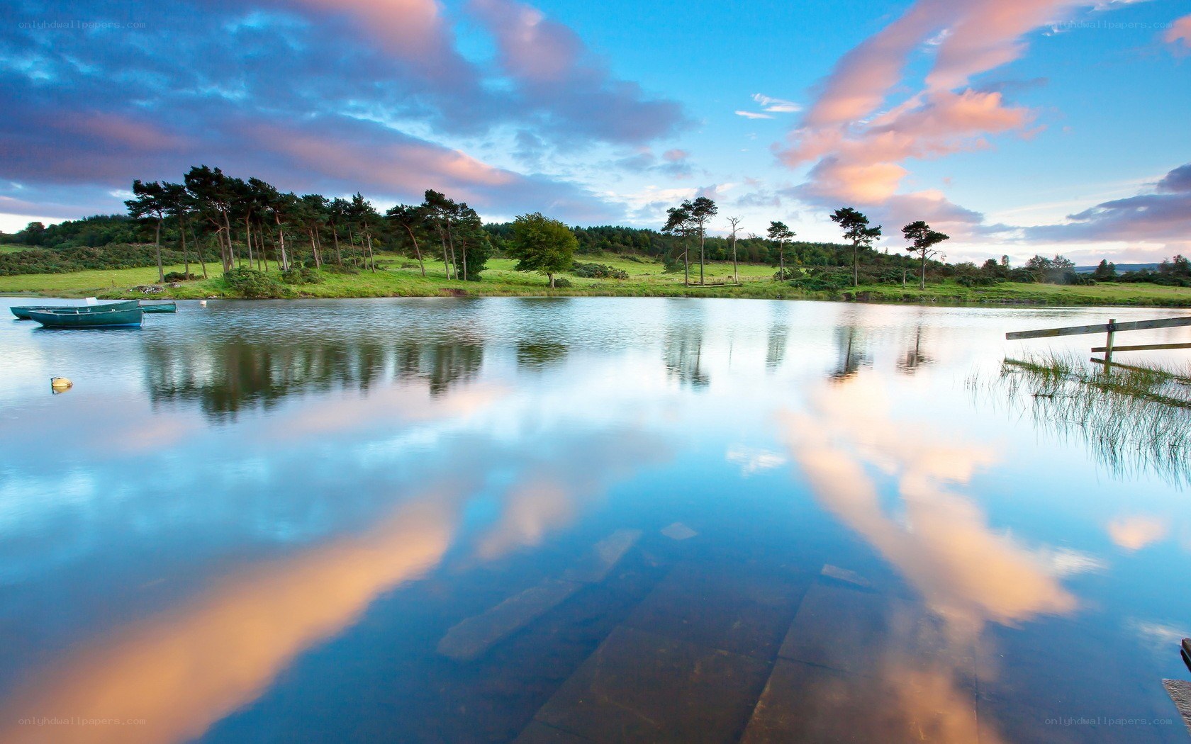Peaceful lake at sunset