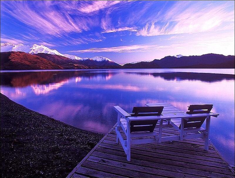Peaceful lake at sunset