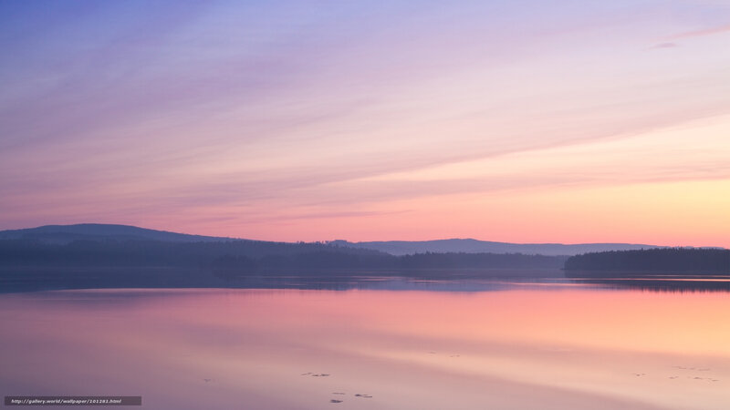 Peaceful lake at sunset