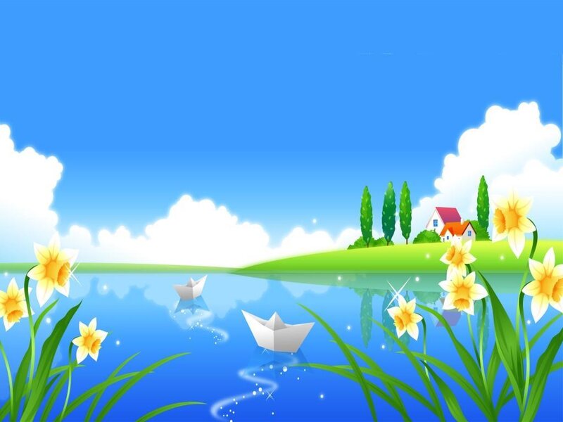 Peaceful lake with paper boats