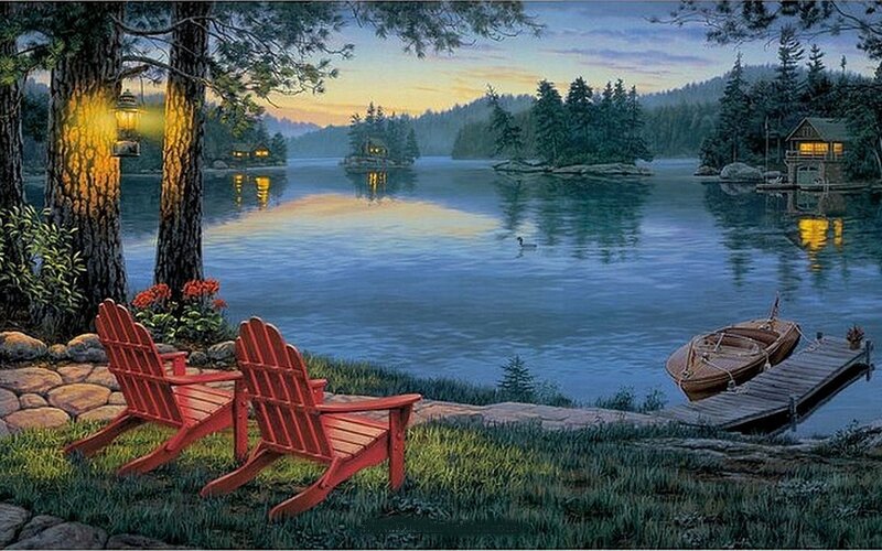 Peaceful lakeside evening