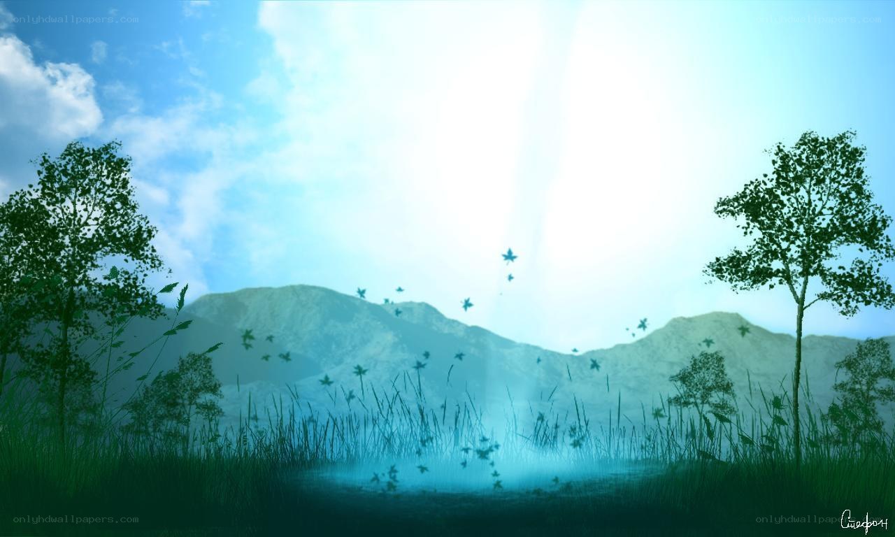 Peaceful landscape with mountains