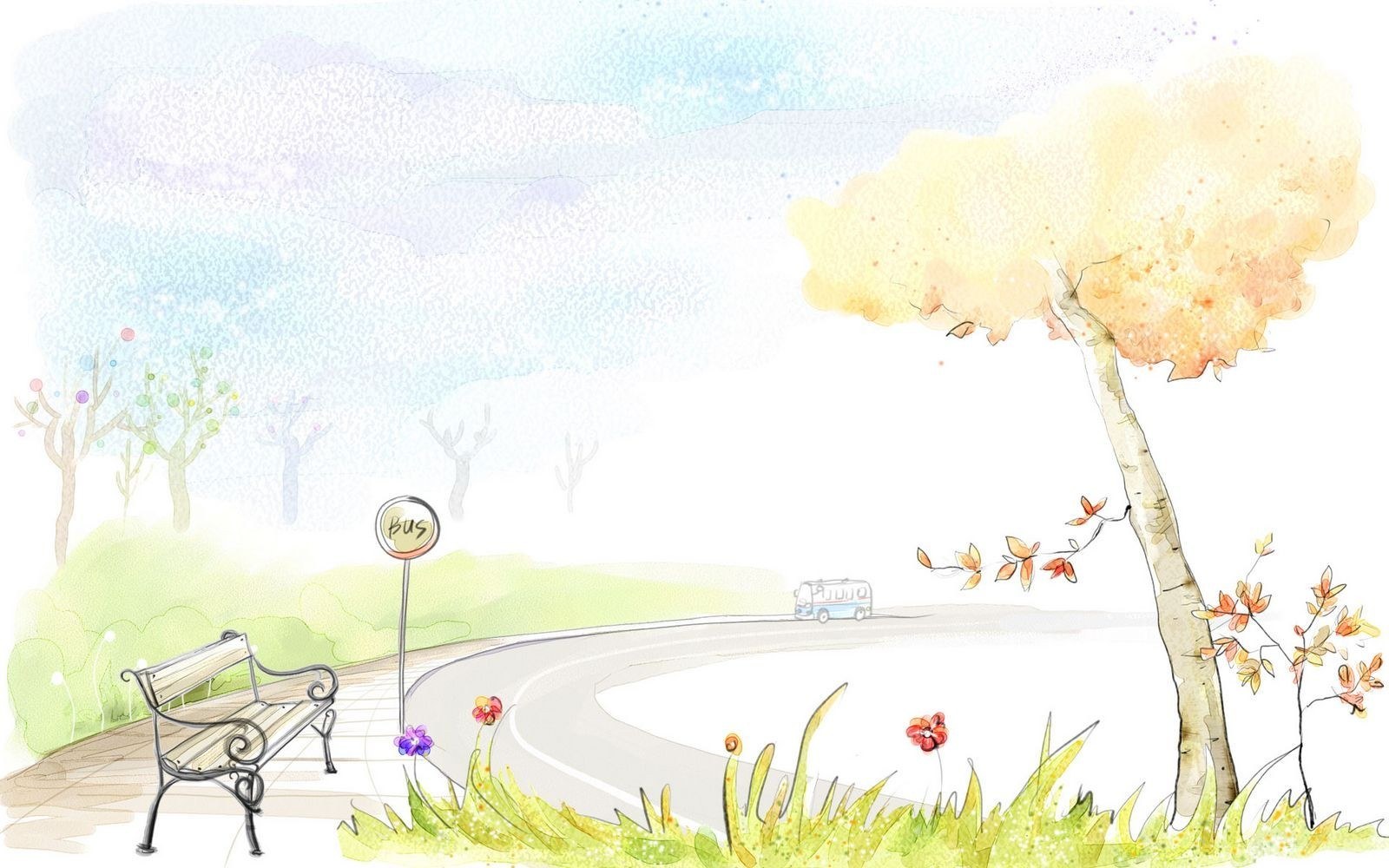 Peaceful park scene with bench