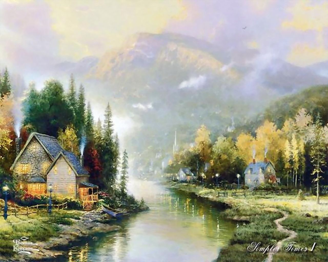 Peaceful riverside village