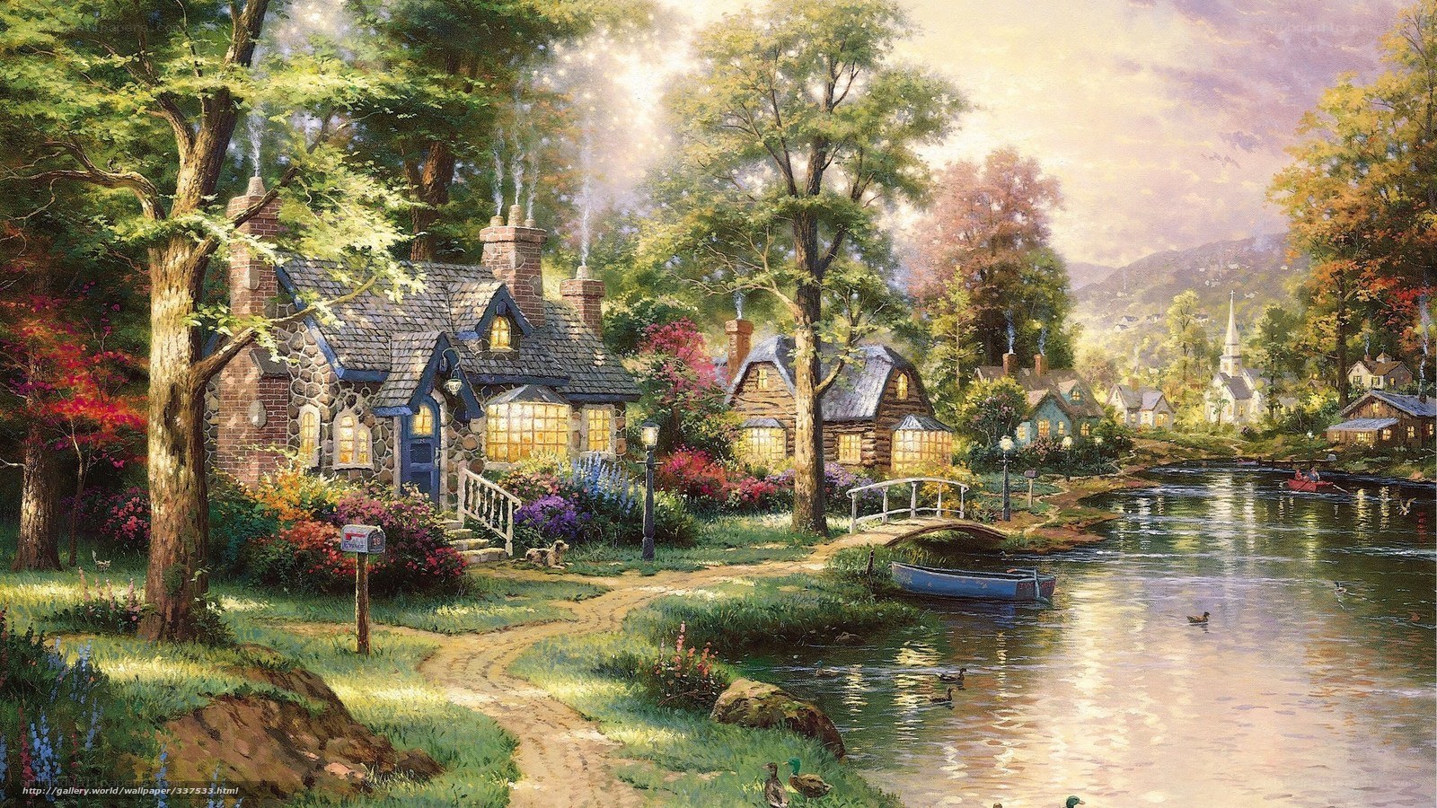 Peaceful riverside village