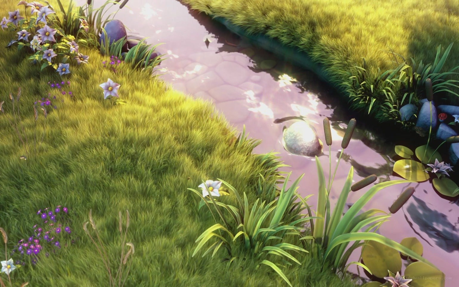 Peaceful stream in a meadow
