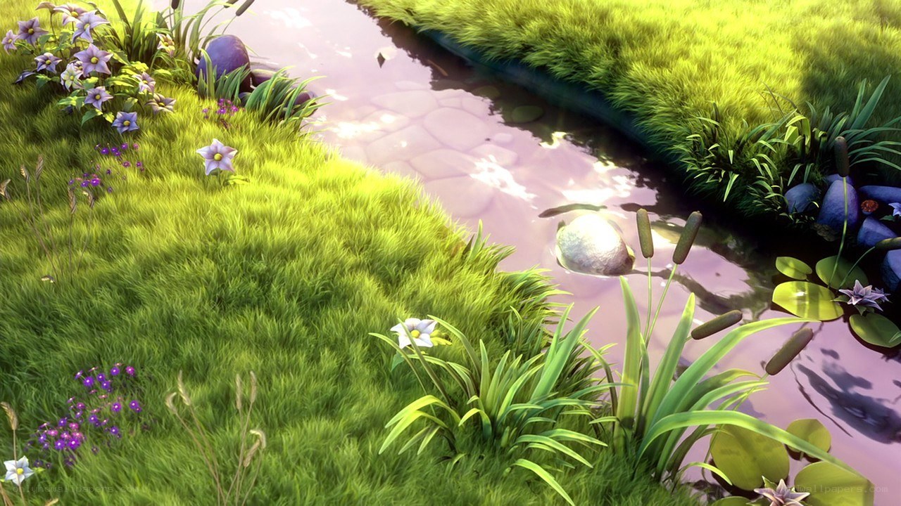 Peaceful stream in a meadow