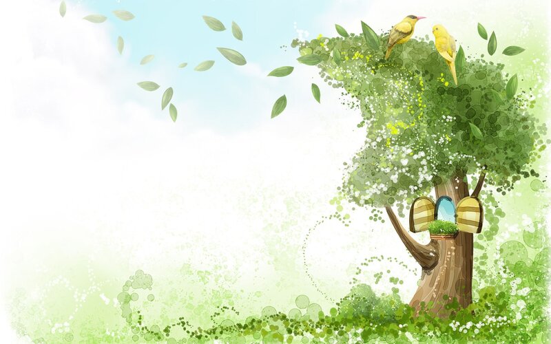Peaceful tree with birds