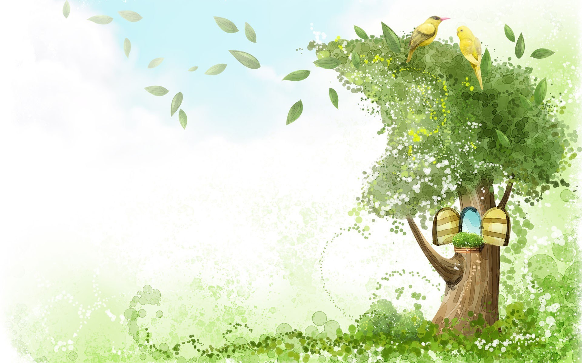 Peaceful tree with birds