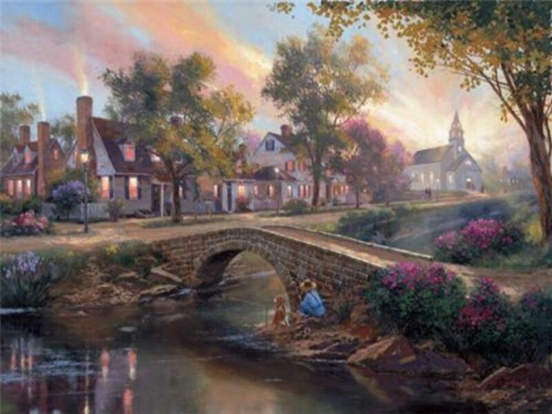 Peaceful village at sunset