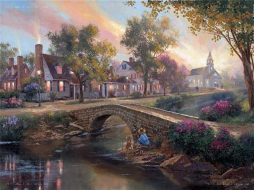 Peaceful village at sunset